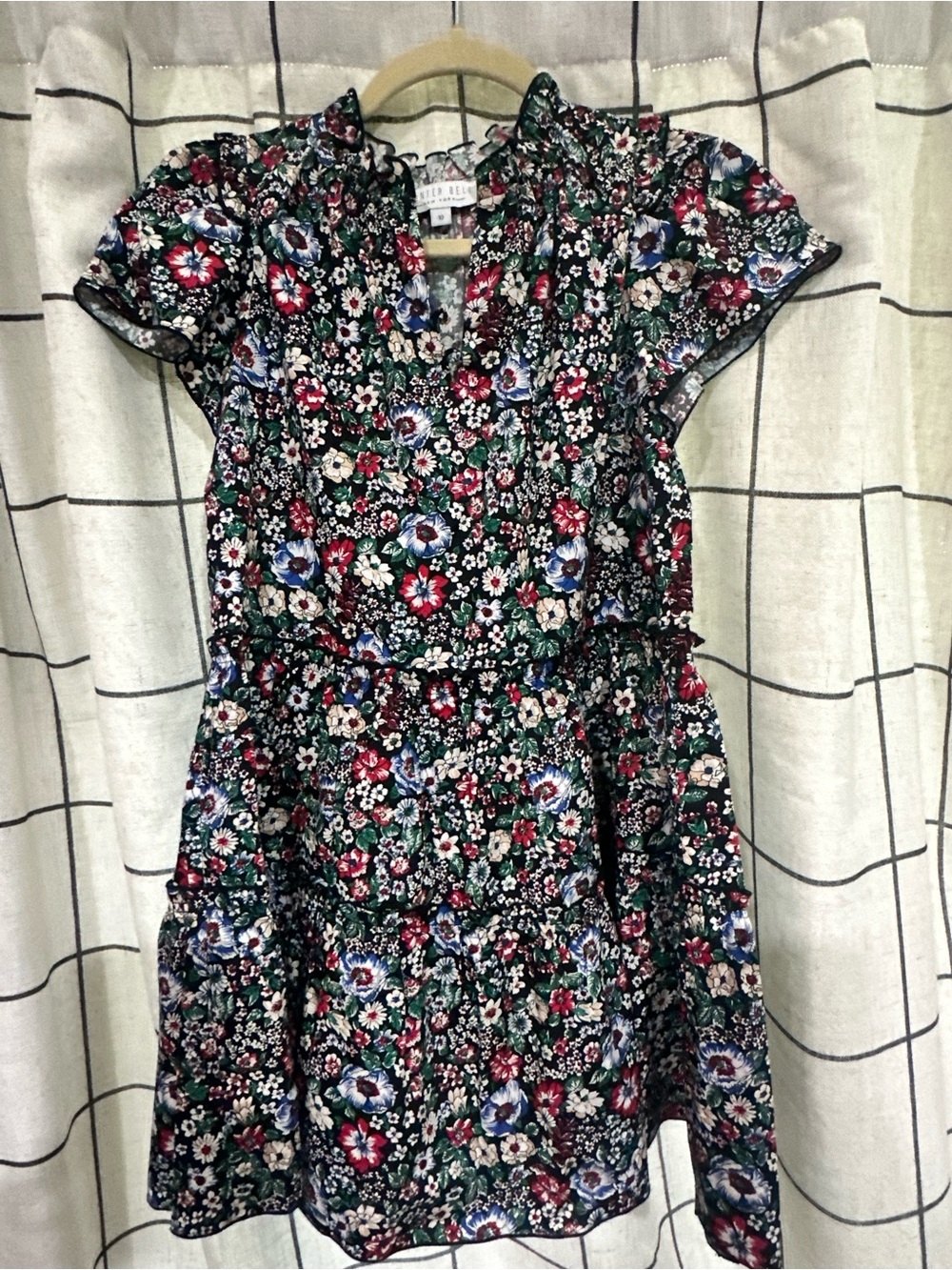Hunter Bell - Floral Tiered Ruffle Dress for Girls - Navy Multicolor